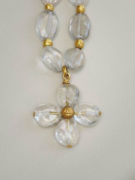 CHANEL Resin and Gold Plated Beads Cross Necklace, circa 1999