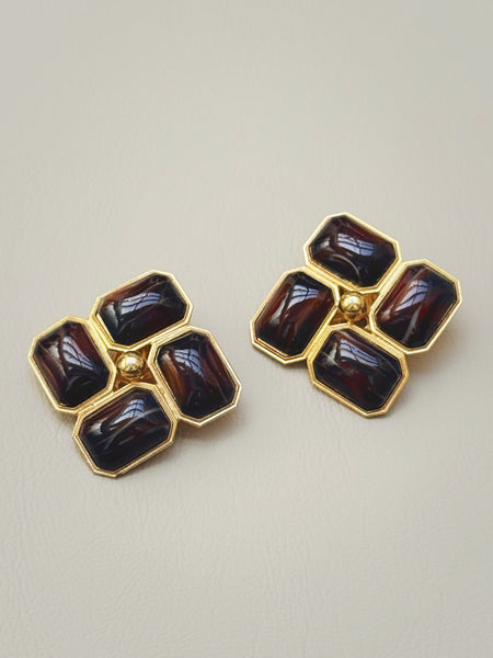Chr Dior 1968 toffee pattern earrings (Vintage)