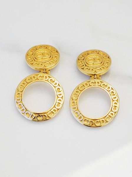 Chr Dior CD logo statement dangling earrings (vintage)