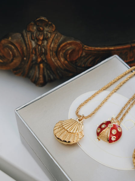 Chr Dior Red Ladybug Pendant Necklace (Vintage)