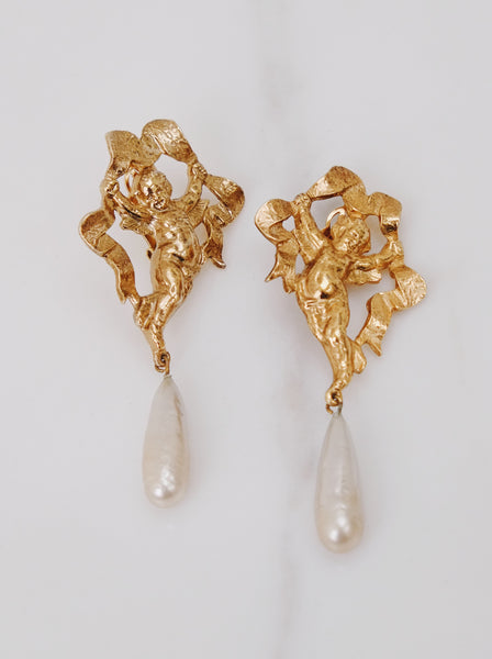 Butler & Wilson Massive Angels with pearls earrings (Vintage)