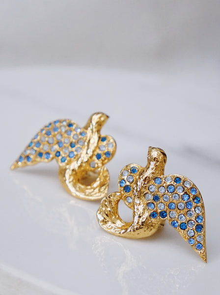 YSL Yves Saint Laurent dove earrings by Robert Goossens (Vintage)