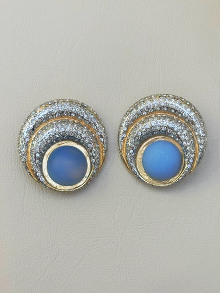 Valentino Blue Cabochon Large Earrings (Vintage)