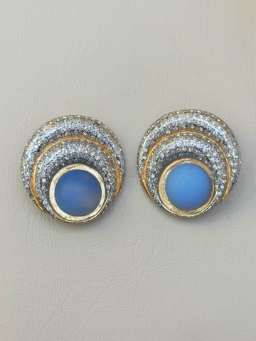 Valentino Blue Cabochon Large Earrings (Vintage)