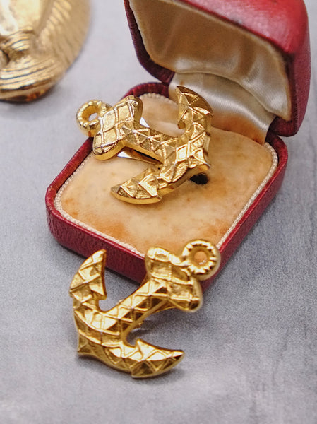 Rochas Paris golden anchor earrings (Vintage)