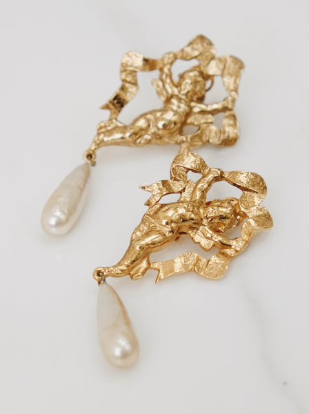 Butler & Wilson Massive Angels with pearls earrings (Vintage)