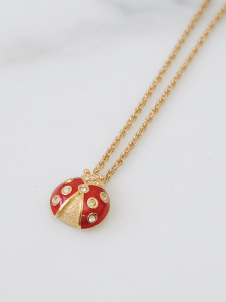 Chr Dior Red Ladybug Pendant Necklace (Vintage)