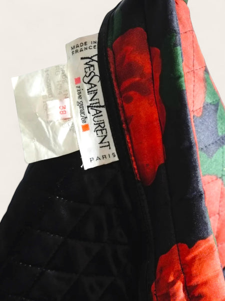 YSL Yves Saint Laurent silk roses jacket Runway 1994AW