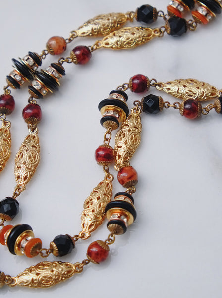 Nina Ricci beads chain long necklace (vintage)