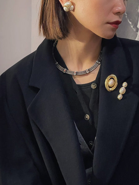 Grosse faux pearls clip on earrings (vintage) | on slowness