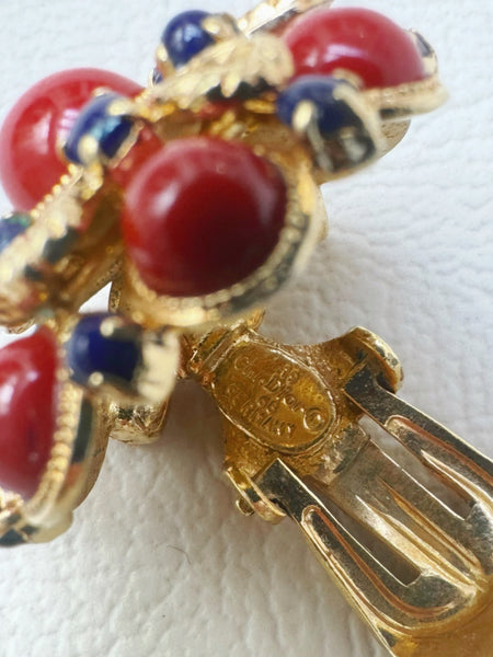 Christian Dior Faux Coral Beads Earrings, dated 1968 (Vintage)