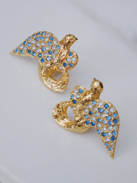 YSL Yves Saint Laurent dove earrings by Robert Goossens (Vintage)