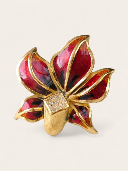 Christian Dior Enameled Flower Brooch (vintage)