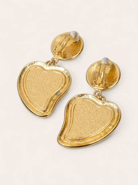 YSL wood heart earrings (vintage)