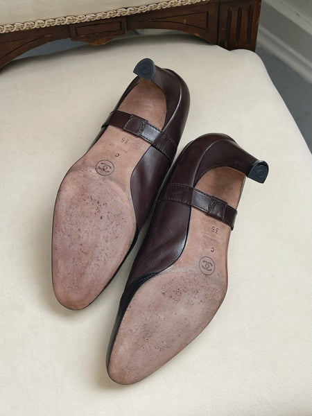 Chanel brown and black leather high heel (Vintage)