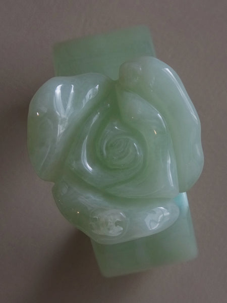 CHANEL faux jade camellia flower bangle (vintage)
