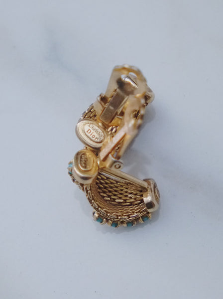Chr Dior golden mesh earrings (Vintage)