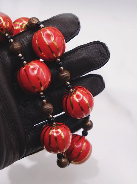 Red porcelain beads necklace (Vintage)
