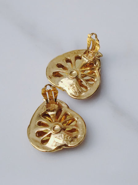 YSL Yves Saint Laurent orange hearts earrings (Vintage)