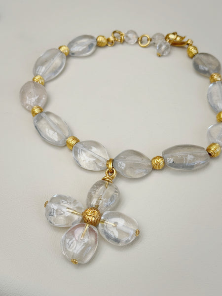 CHANEL Resin and Gold Plated Beads Cross Necklace, circa 1999