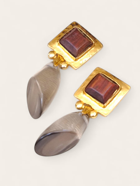 Edouard Rambaud wood resin earrings (vintage)