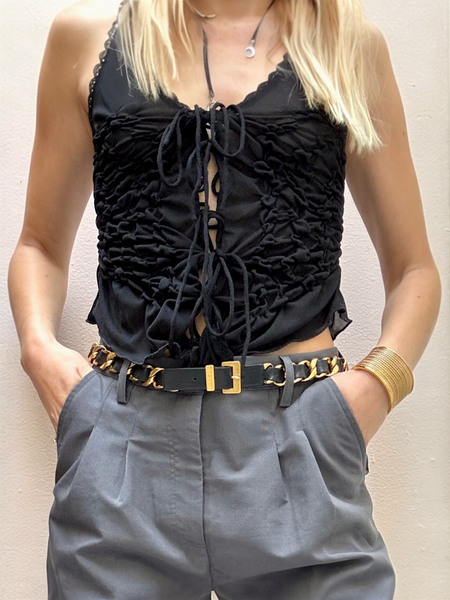 Vintage CHANEL cc logo chain cuff bangle | on slowness