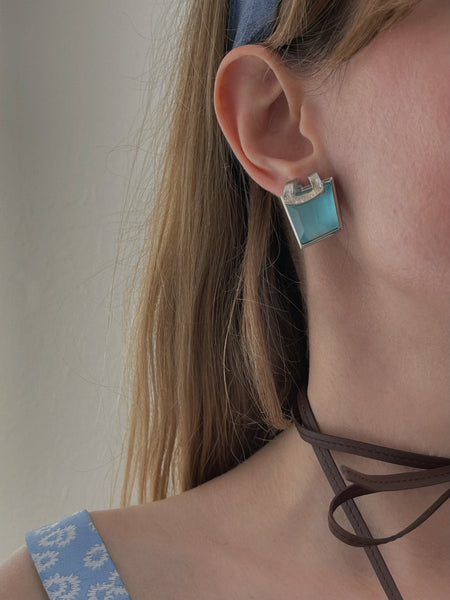 Chr Dior turquoise blue crystals earrings (vintage)