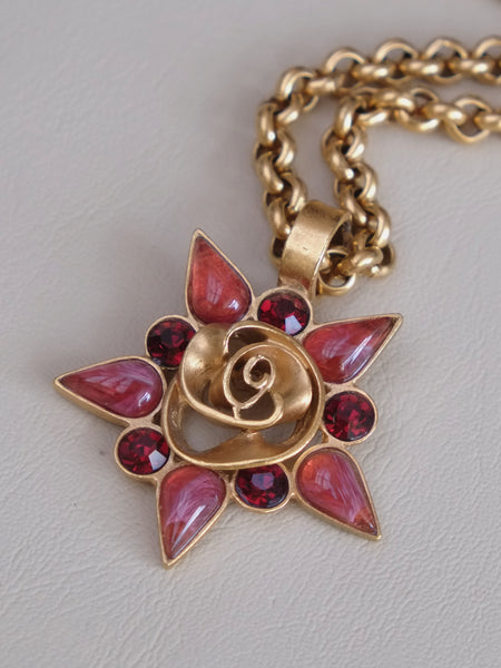 Guy Laroche Paris Starburst pendant Statement Long necklace (vintage)