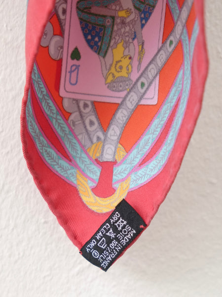 Hermes Dame de Coeur silk scarf 45 (vintage)