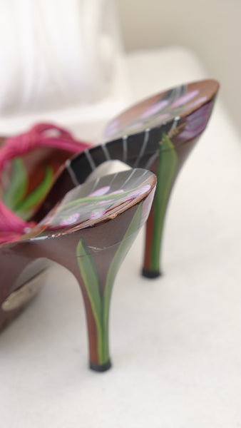 Dior by John Golliano handpained wood sandals (Vintage)