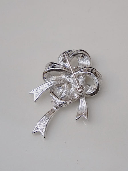 Chr Dior Crystal-Encrusted Bow Ribbon Brooch (Vintage)