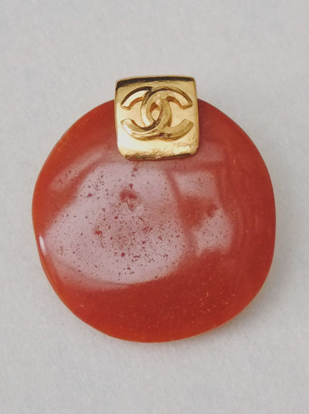 Vintage CHANEL orange stone earrings 1998 collection | ON SLOWNESS