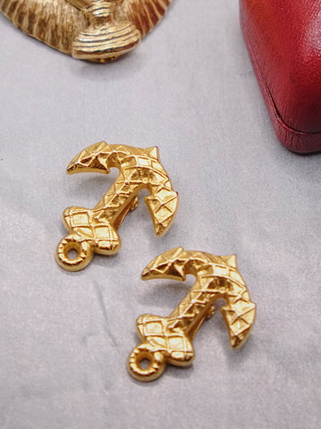 Rochas Paris golden anchor earrings (Vintage)