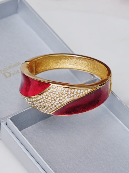 Chr Dior red enamel with crystals Bangle (vintage)