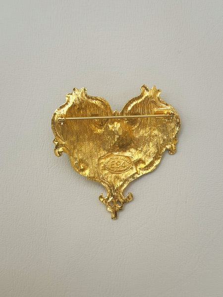 Christian Lacroix Enameled Heart Brooch  (Vintage)