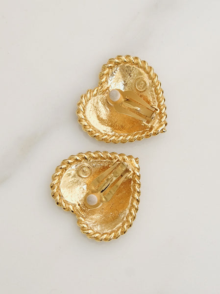 Butler & Wilson Scotch Tartan pattern Heart earrings (vintage)