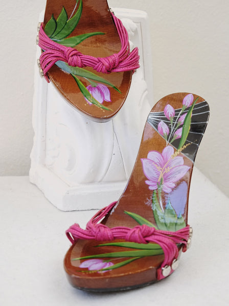 Dior by John Golliano handpained wood sandals (Vintage)