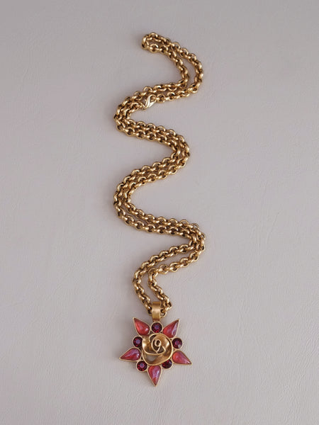 Guy Laroche Paris Starburst pendant Statement Long necklace (vintage)