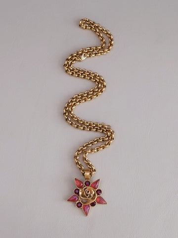 Guy Laroche Paris Starburst pendant Statement Long necklace (vintage)