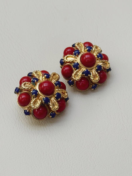 Christian Dior Faux Coral Beads Earrings, dated 1968 (Vintage)