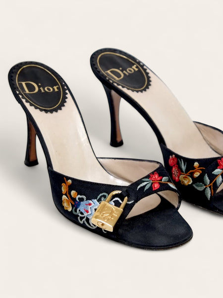 Dior by John Golliano denim embroided Sandals (Vintage)