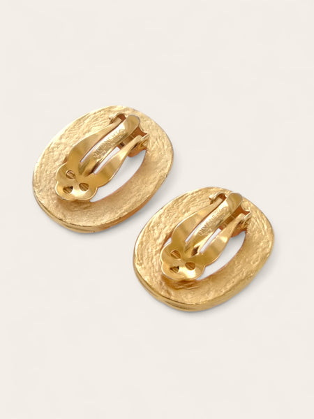 Givenchy pastel pink scarab oval earrings (vintag