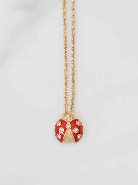 Chr Dior Red Ladybug Pendant Necklace (Vintage) | on slowness