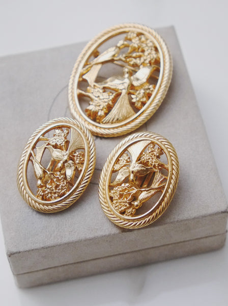 Chr Dior birds on the branch earrings & brooch (Vintage)