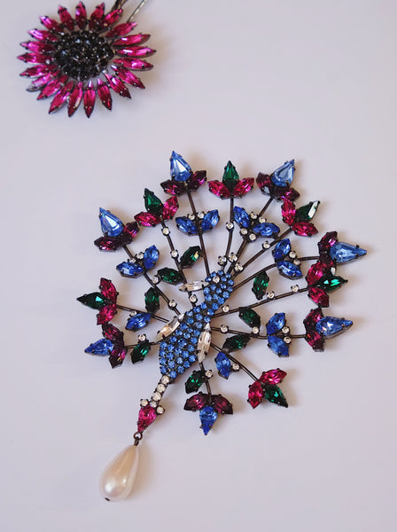 Butler & Wilson rare XL peacock brooch (vintage) | on slowness