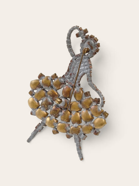 Dancing girl 1940s Czech crystal extra large brooch (vintage)