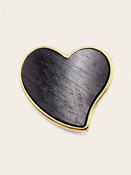 YSL Wood Heart Brooch (Vintage)