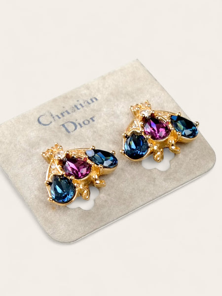 Christian Dior Jewelled Bumble Bee Earrings (Vintage)