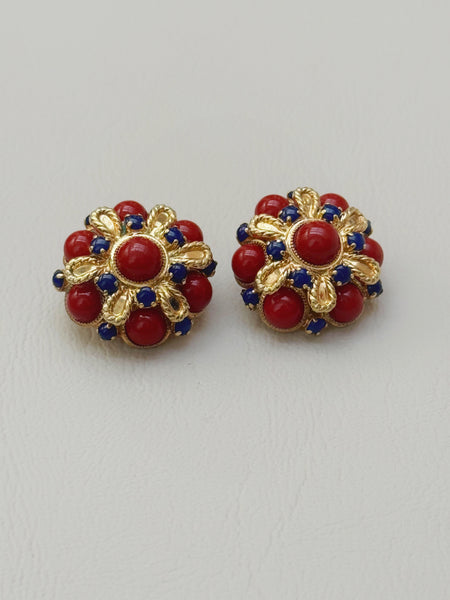 Christian Dior Faux Coral Beads Earrings, dated 1968 (Vintage)