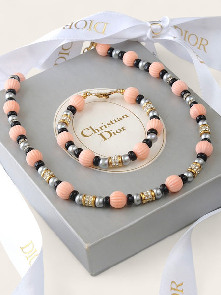 Chr Dior Set of Necklace and Bracelet (Vintage)